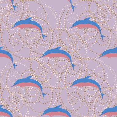 Yunuslar su altında çizim arka planı için bir sürü ile sorunsuz doku