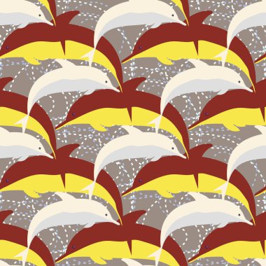 Yunuslar su altında çizim arka planı için bir sürü ile sorunsuz doku