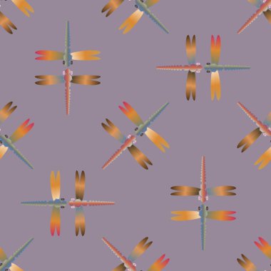 Dekoratif renkli seamless modeli ile şirin yusufçuk