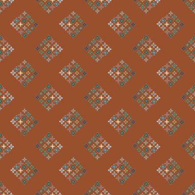 Çiçekler, vektör çizim ile çok renkli geometrik seamless modeli 