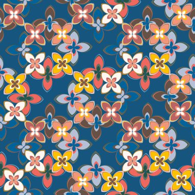 Çiçekler, vektör çizim ile çok renkli geometrik seamless modeli 