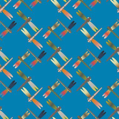 Dekoratif renkli seamless modeli ile şirin yusufçuk