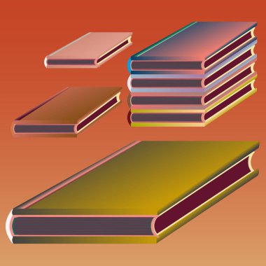 Renkli kitap yığını. Vektör çizim