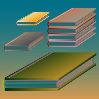 Renkli kitap yığını. Vektör çizim