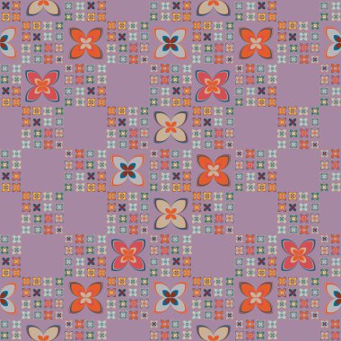 Çiçekler, vektör çizim ile çok renkli geometrik seamless modeli 