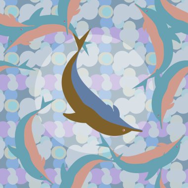 Yunuslar su altında çizim arka planı için bir sürü ile sorunsuz doku