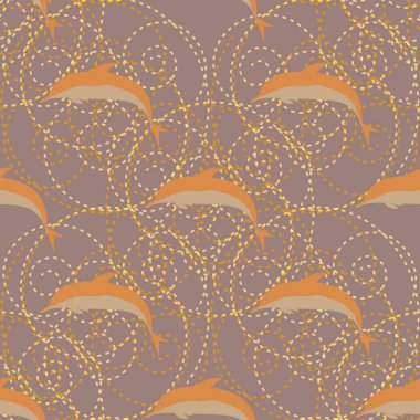 Yunuslar su altında çizim arka planı için bir sürü ile sorunsuz doku