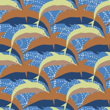 Yunuslar su altında çizim arka planı için bir sürü ile sorunsuz doku