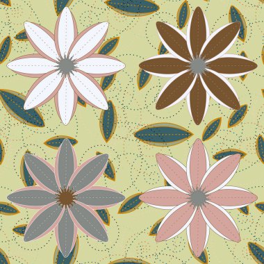 Çiçekler, vektör çizim ile çok renkli geometrik seamless modeli 