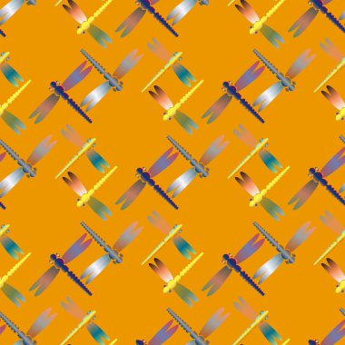 Dekoratif renkli seamless modeli ile şirin yusufçuk