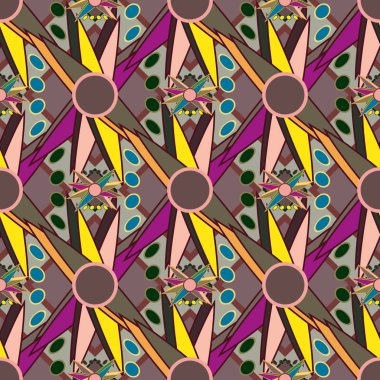 Çiçekler, vektör çizim ile çok renkli geometrik seamless modeli 