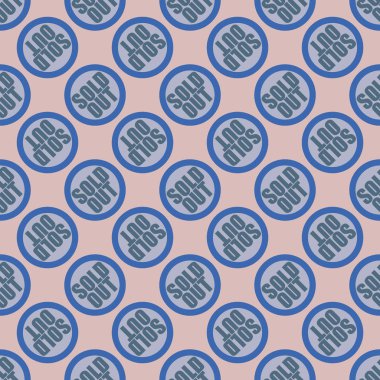 Satılan dışarı Dikişsiz desen metinle. Pop sanat tasarım ve renk doku ile yuvarlak başlık içinde alt yazı. Bir arka plan üzerinde etiket.