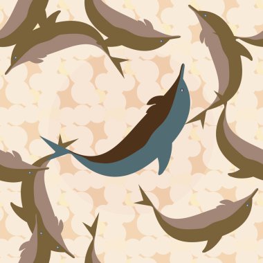 Yunuslar su altında çizim arka planı için bir sürü ile sorunsuz doku