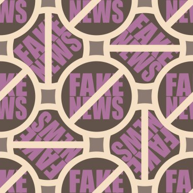Logo sahte haberlerle kavramsal seamless modeli. İnsanlığın küresel sorunları.