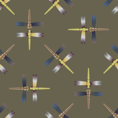 Dekoratif renkli seamless modeli ile şirin yusufçuk