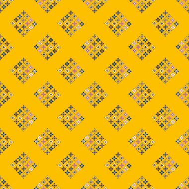 Çiçekler, vektör çizim ile çok renkli geometrik seamless modeli 