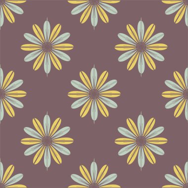 Çiçekler, vektör çizim ile çok renkli geometrik seamless modeli 