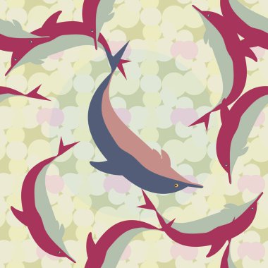 Yunuslar su altında çizim arka planı için bir sürü ile sorunsuz doku