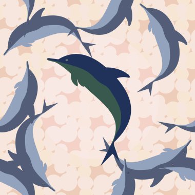 Yunuslar su altında çizim arka planı için bir sürü ile sorunsuz doku