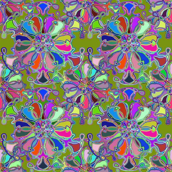 Caleidoscopio Abstracto Patrón Inconsútil Colorido Para Fondo — Vector de stock