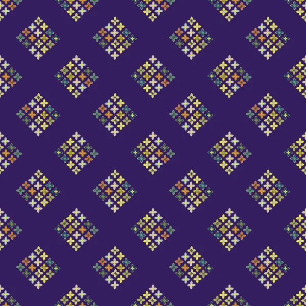 Геометричний Багатобарвний Безшовний Візерунок Квітами Векторні Ілюстрації — стоковий вектор