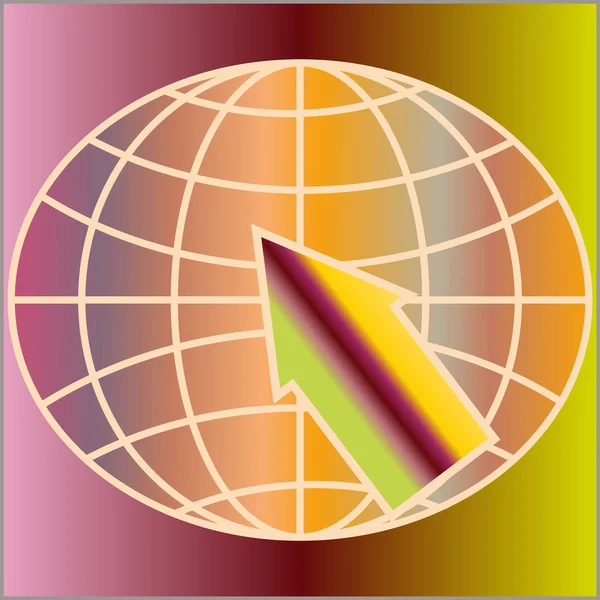 Globus Wskaźnik Symbol Rozwoju Seo Przeglądarki — Wektor stockowy