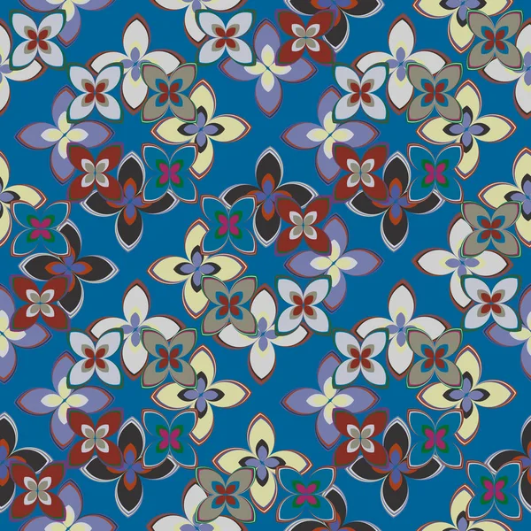 Çiçekler, vektör çizim ile çok renkli geometrik seamless modeli 