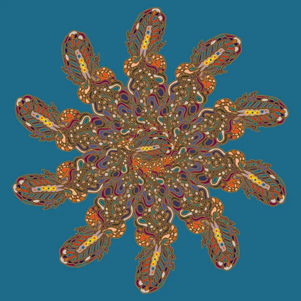 Mandala Simetris Baru Dalam Gaya Zentangle Menginspirasi Seni Dengan Corat - Stok Vektor