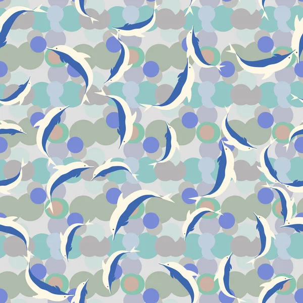 Texture Sans Couture Avec Troupeau Dauphins Sous Eau Illustration Pour — Image vectorielle