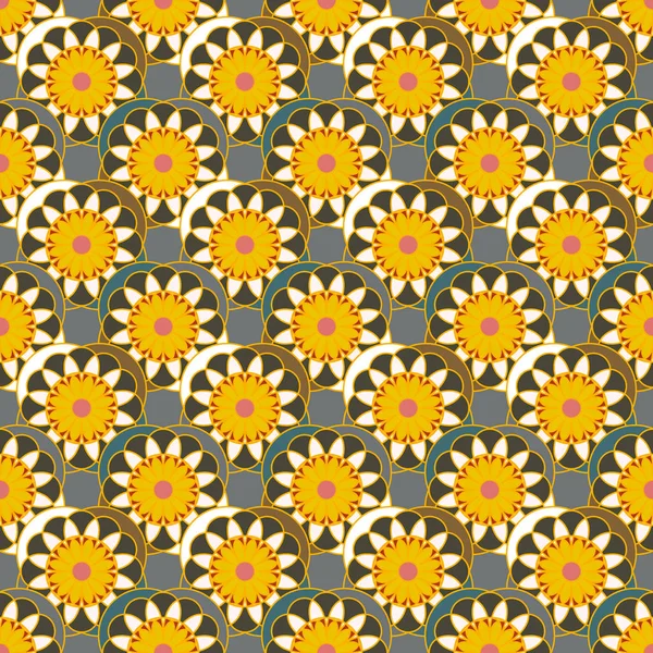 Wzór Geometryczny Multicolor Bezszwowe Kwiaty Ilustracji Wektorowych — Wektor stockowy
