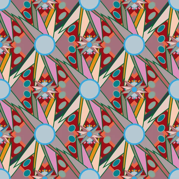 Çiçekler, vektör çizim ile çok renkli geometrik seamless modeli 