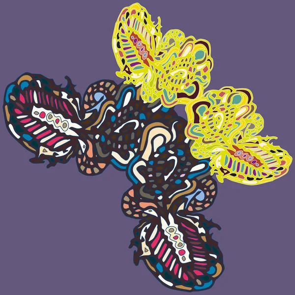 Motyl Doodle Nowy Projekt Zentangle Inspirowane Sztuką — Wektor stockowy