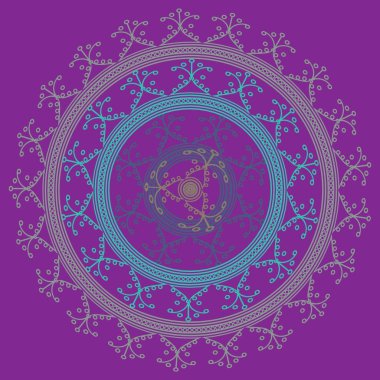 Basit renkli soyut mandala. Parlak dairesel süsleme basit şekiller oluşur. 
