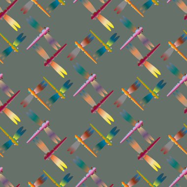 Dekoratif renkli seamless modeli ile şirin yusufçuk