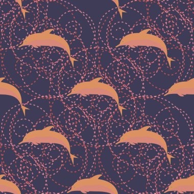 Yunuslar su altında çizim arka planı için bir sürü ile sorunsuz doku