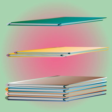 Renkli Notebook yığınları. Vektör çizim