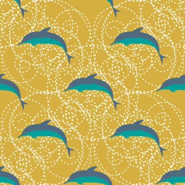 Yunuslar su altında çizim arka planı için bir sürü ile sorunsuz doku