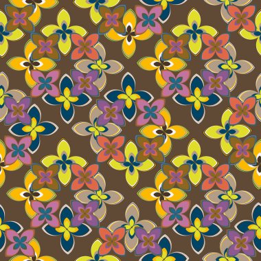 Çiçekler, vektör çizim ile çok renkli geometrik seamless modeli 