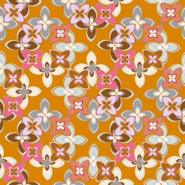 Çiçekler, vektör çizim ile çok renkli geometrik seamless modeli 