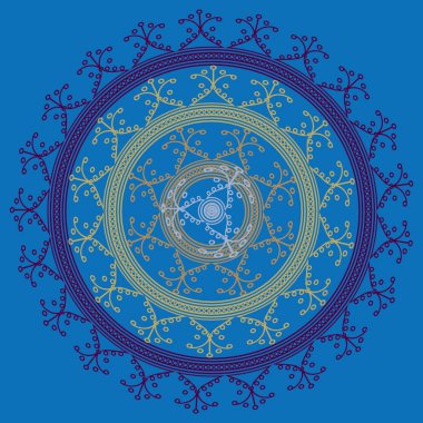 Basit renkli soyut mandala. Parlak dairesel süsleme basit şekiller oluşur. 