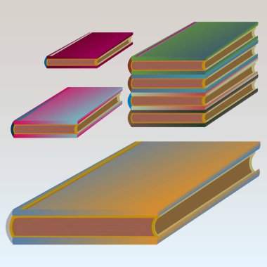 Renkli kitap yığını. Vektör çizim