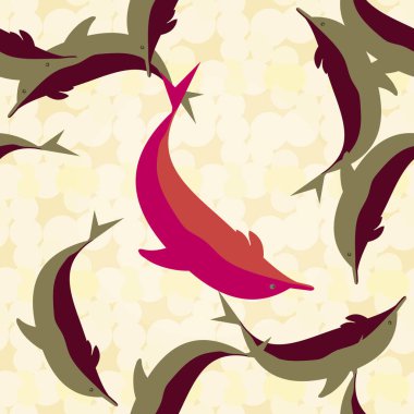 Yunuslar su altında çizim arka planı için bir sürü ile sorunsuz doku