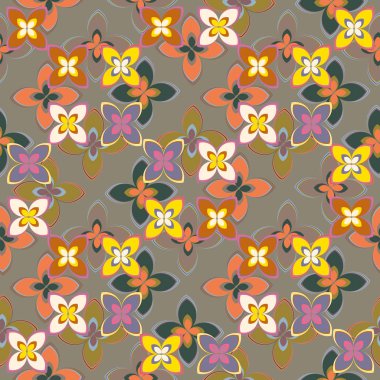 Çiçekler, vektör çizim ile çok renkli geometrik seamless modeli 