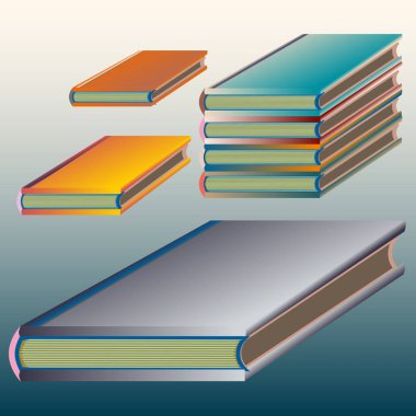 Renkli kitap yığını. Vektör çizim