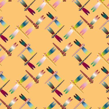 Dekoratif renkli seamless modeli ile şirin yusufçuk