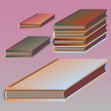 Renkli kitap yığını. Vektör çizim