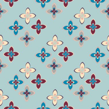 Çiçekler, vektör çizim ile çok renkli geometrik seamless modeli 