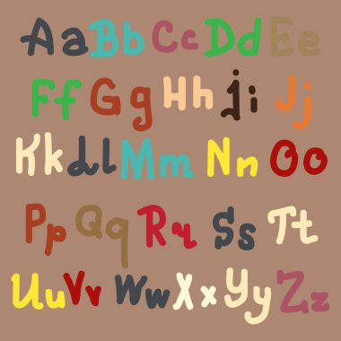 Elle çizilmiş alfabe. Boyalı harfleri fırça. El yazı ve özel tipografi tasarımları logo ve afiş, davetiye ve kartları için