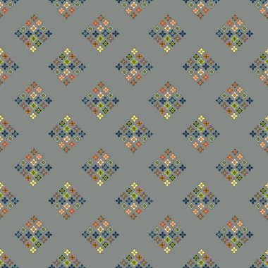 Çiçekler, vektör çizim ile çok renkli geometrik seamless modeli 