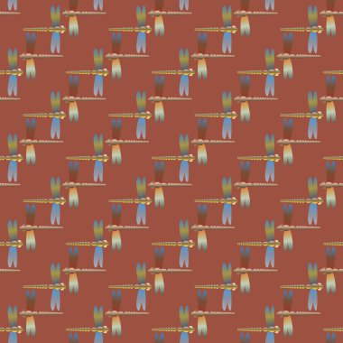 Dekoratif renkli seamless modeli ile şirin yusufçuk